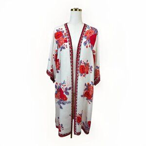 🌊🌸 Flying Tomato Bohemian Beach Kimono Cover-Up – Floral Duster | Women’s M/L